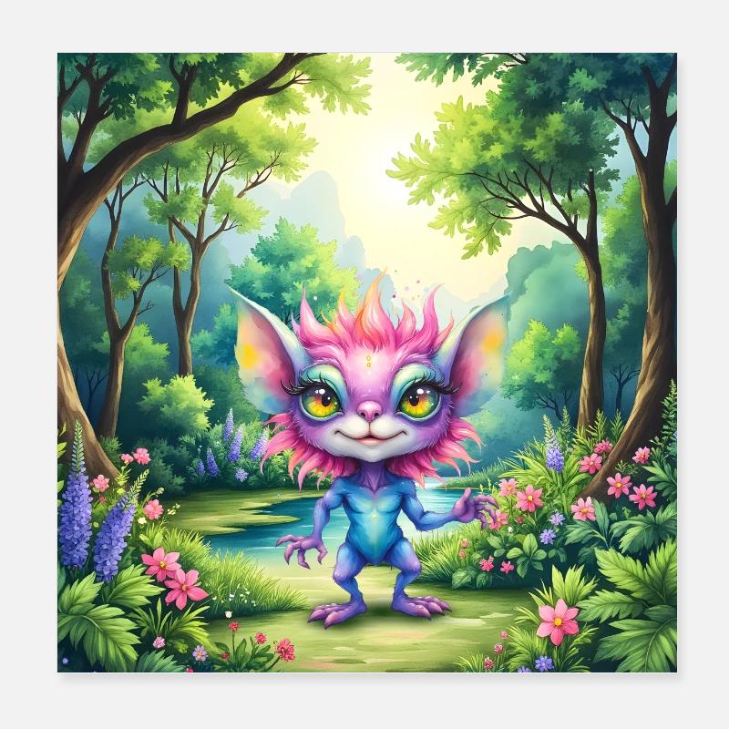 Créature lumineuse de la forêt Poster 20 x 20 cm