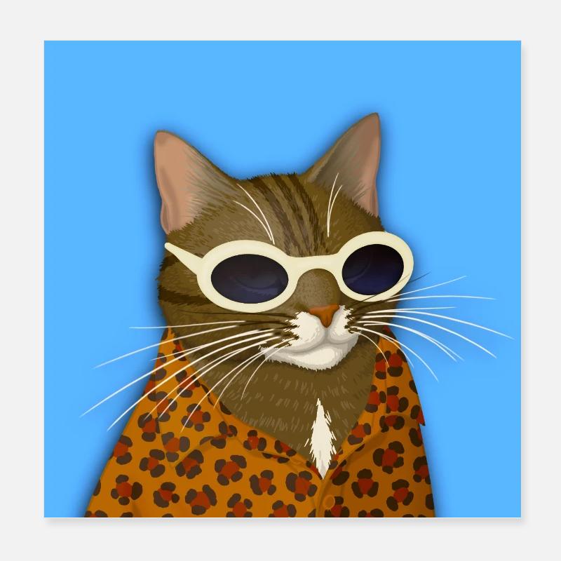 Getigerte Katze in Leopardenmuster Poster 20x20 cm