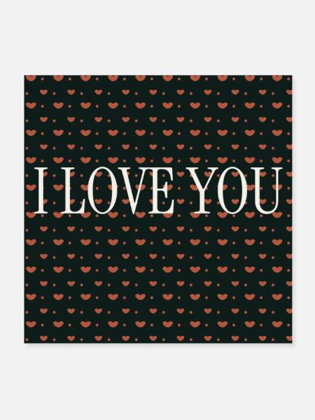 I Love You – Motif Cœurs Répétés - Poster 20 x 20 cm - blanc - Devant