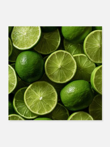 Grüne Limes im Freskomuster - Poster 20x20 cm - Weiß
