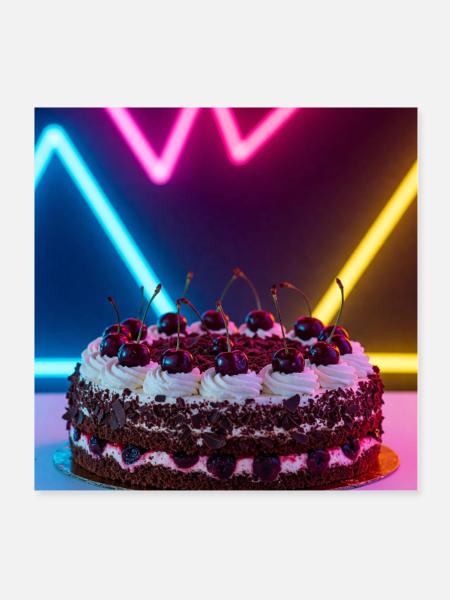 Kirschtorte Neon - Trend trifft Tradition! - Poster 20x20 cm - Weiß - Vorne