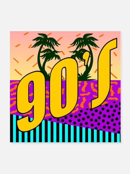 90s Neunziger Jahre - Poster 20x20 cm - Weiß - Vorne