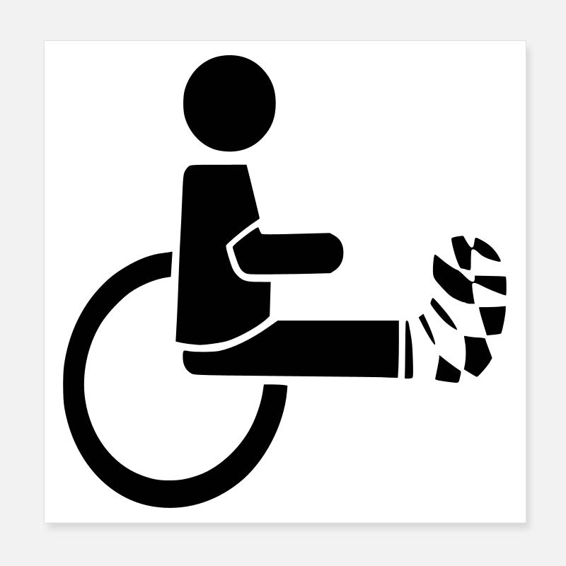 Rollstuhlfahrer mit Bein in Gips # Poster 20x20 cm