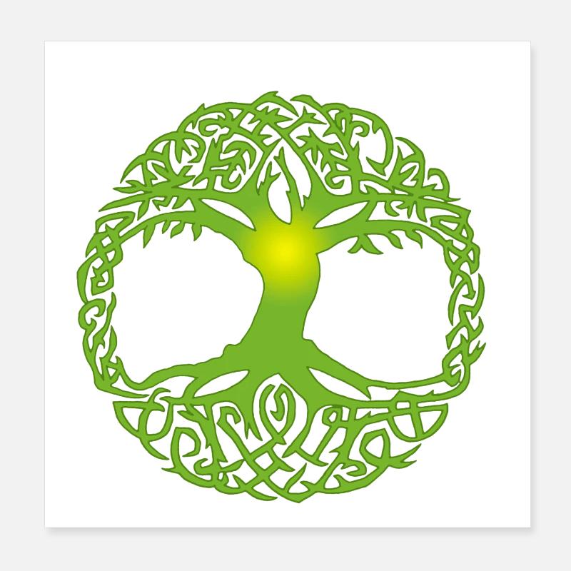 Keltischer Baum - Poster 20x20 cm - Weiß