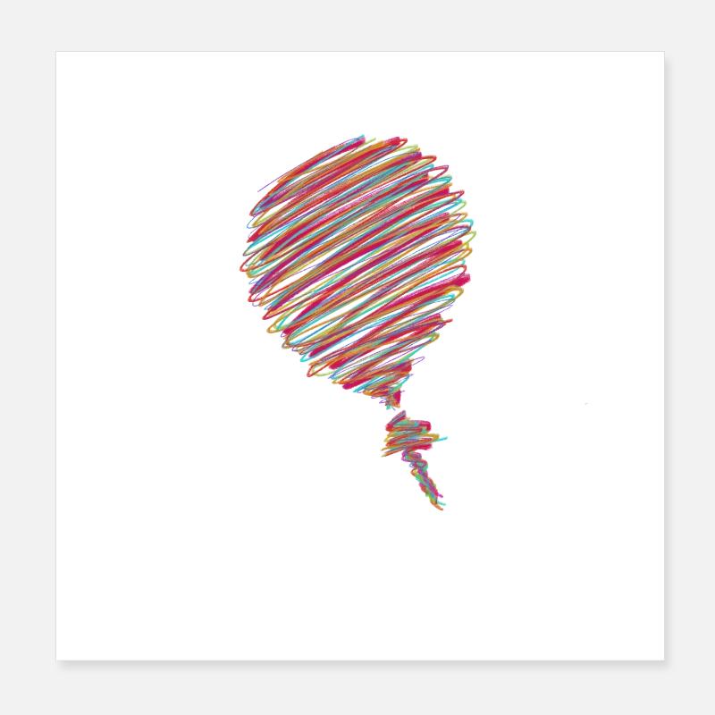 Neon Scribble Ballon – Pop Art Skizze Poster 20x20 cm