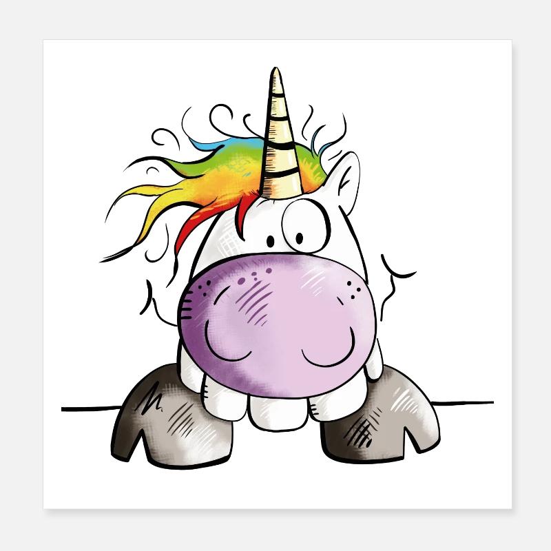 Petit Licorne - Poster 20 x 20 cm - blanc