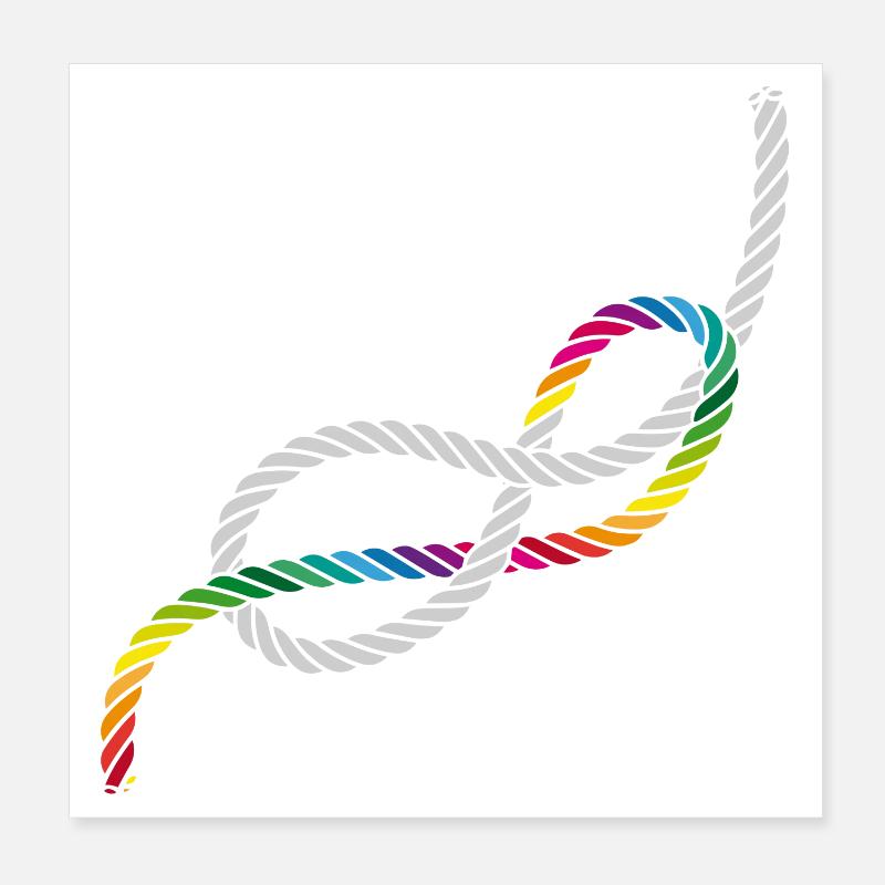 Achtknoten oder Liebesknoten in Regenbogen Farben Poster 20x20 cm