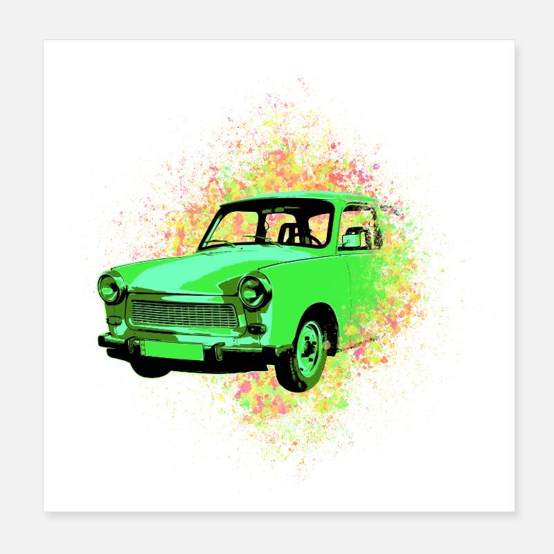 Psychedelic Trabi DDR Pappe | Kultauto Poster 20x20 cm