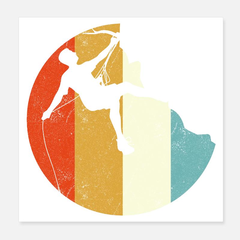 Climber Silhouette on Rainbow Gradient Globe Poster 8" x 8" (20x20 cm)