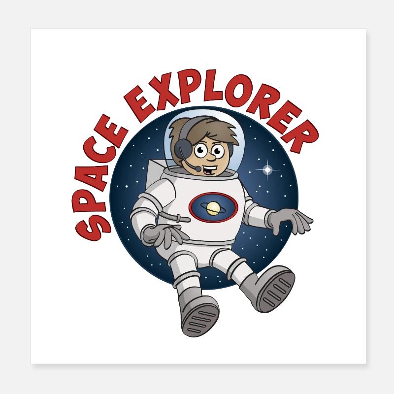 "Space Explorer" Astronaut auf rundem Hintergrund. Poster 20x20 cm