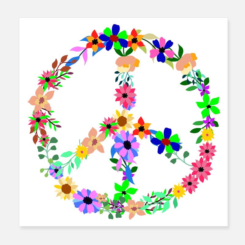 Peace Hippi Flower Power Poster 20x20 cm