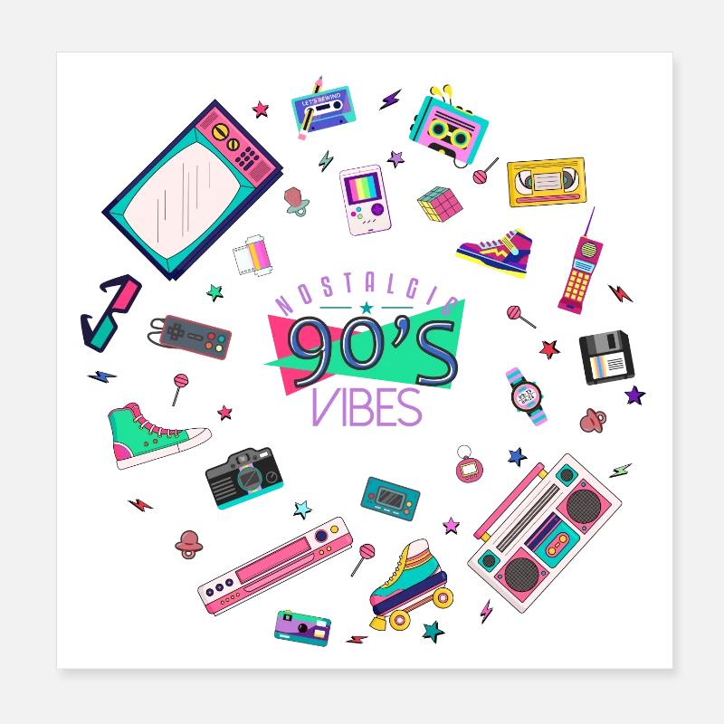 Nostalgische 90er-Vibes Poster 20x20 cm
