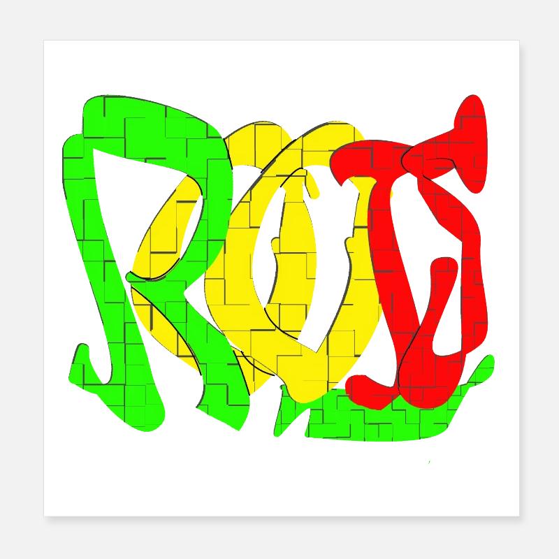 Rasta Farbblock Muster - Poster 20x20 cm - Weiß