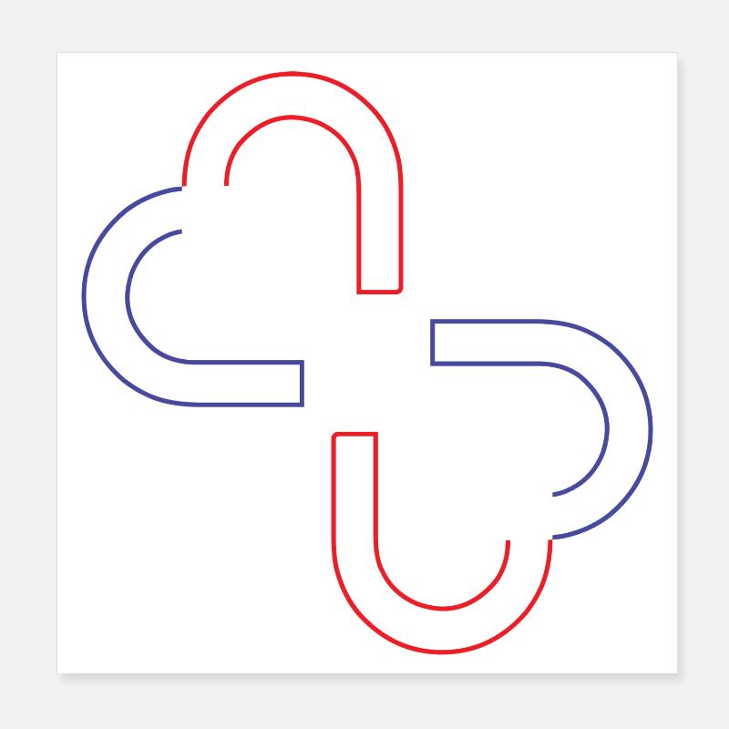 double cœur - Poster 20 x 20 cm - blanc