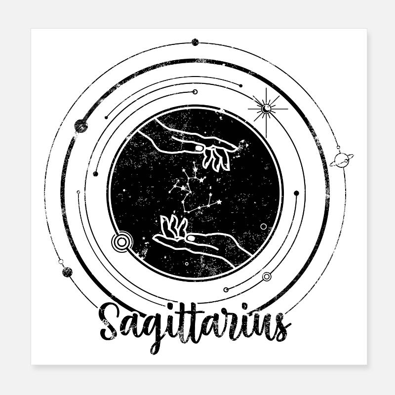 Sagittarius Zodiac - Poster 8" x 8" (20x20 cm) - white