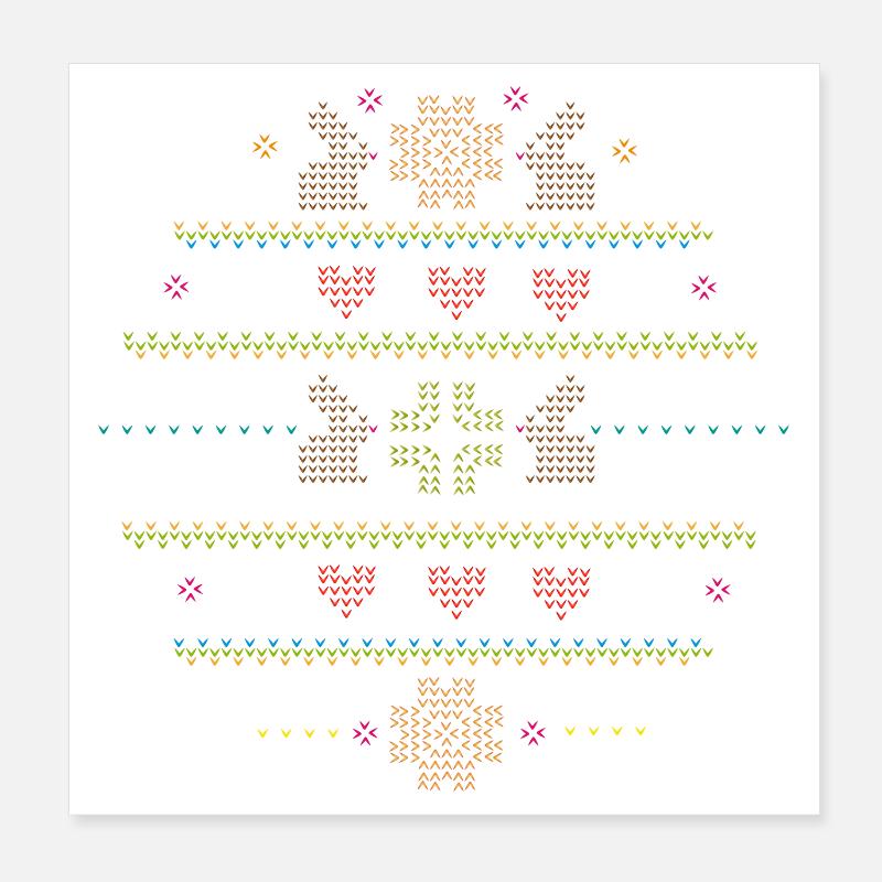 Easter motifs in knitting pattern style for Easter Poster 8" x 8" (20x20 cm)