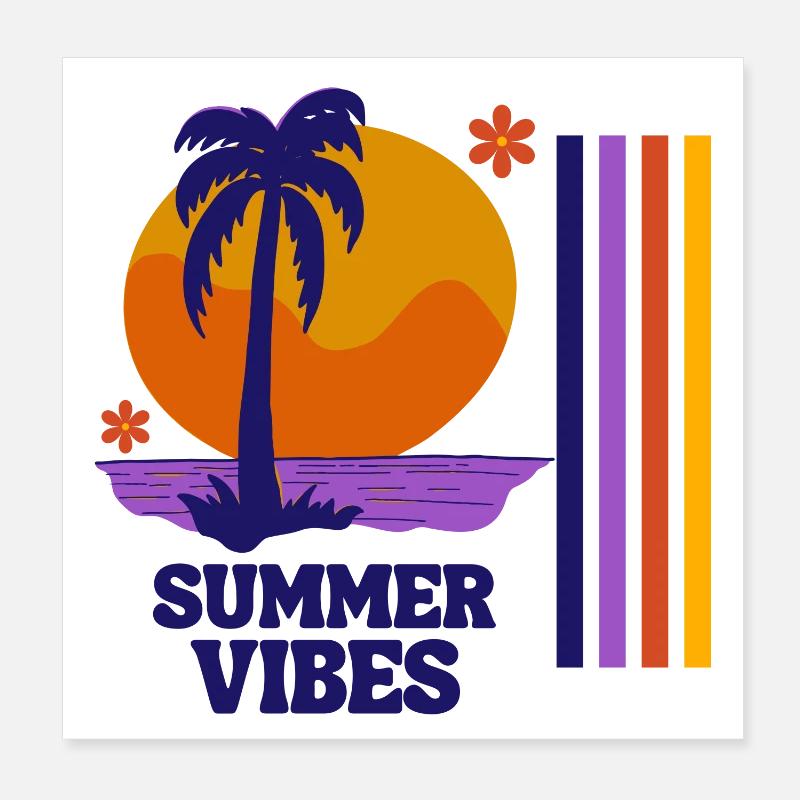 vacances d'été, vacances, vacances à-la mer Poster 20 x 20 cm