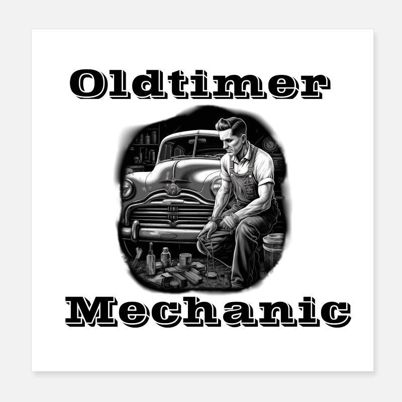 Oldtimer Mechanic Poster 20x20 cm