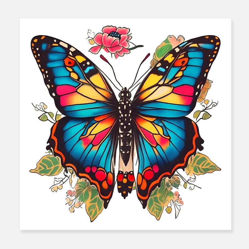 Schmetterlingstattoo Poster 20x20 cm