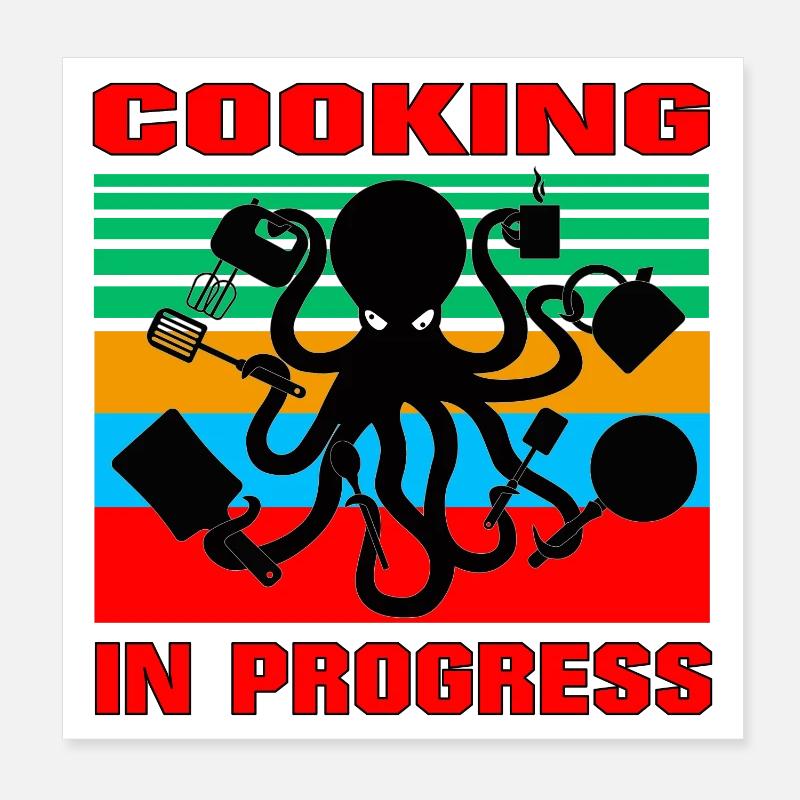 Octopus Cook Poster 8" x 8" (20x20 cm)