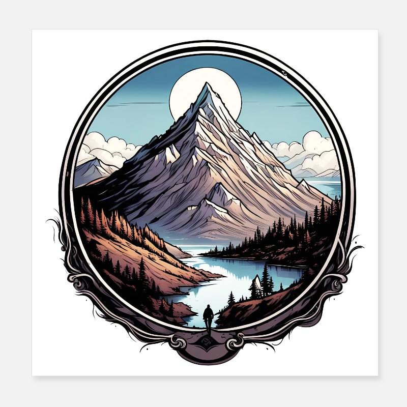 Bergreise-T-Shirt Poster 20x20 cm