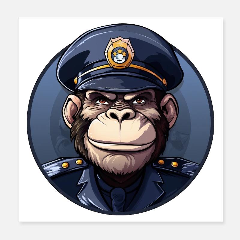 Singe policier Poster 20 x 20 cm