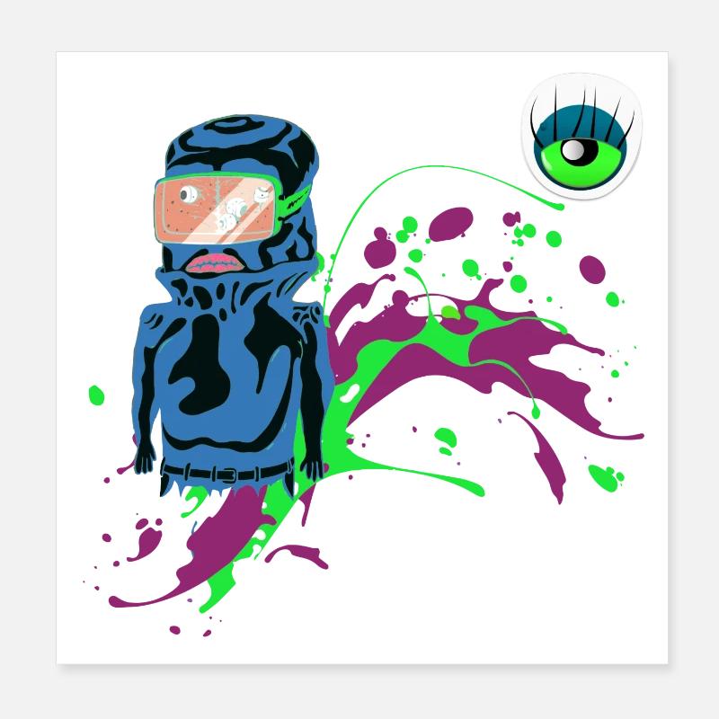 Neon Astronaut Party Design Spraykunst Blickfänger Poster 20x20 cm