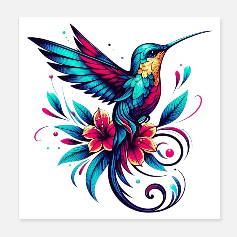 Kolibri - Poster 20x20 cm - Weiß