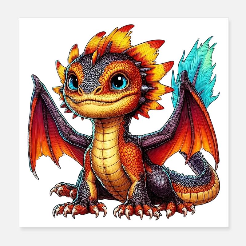 Dragon - Poster 20 x 20 cm - blanc