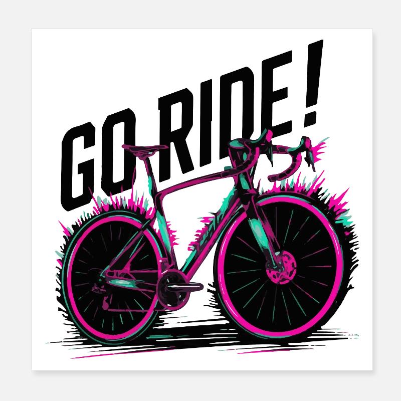Illustration d’aventure à vélo au néon Poster 20 x 20 cm