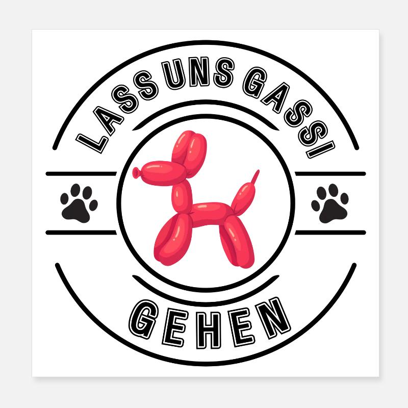 Komm wir gehen Gassi Poster 20x20 cm