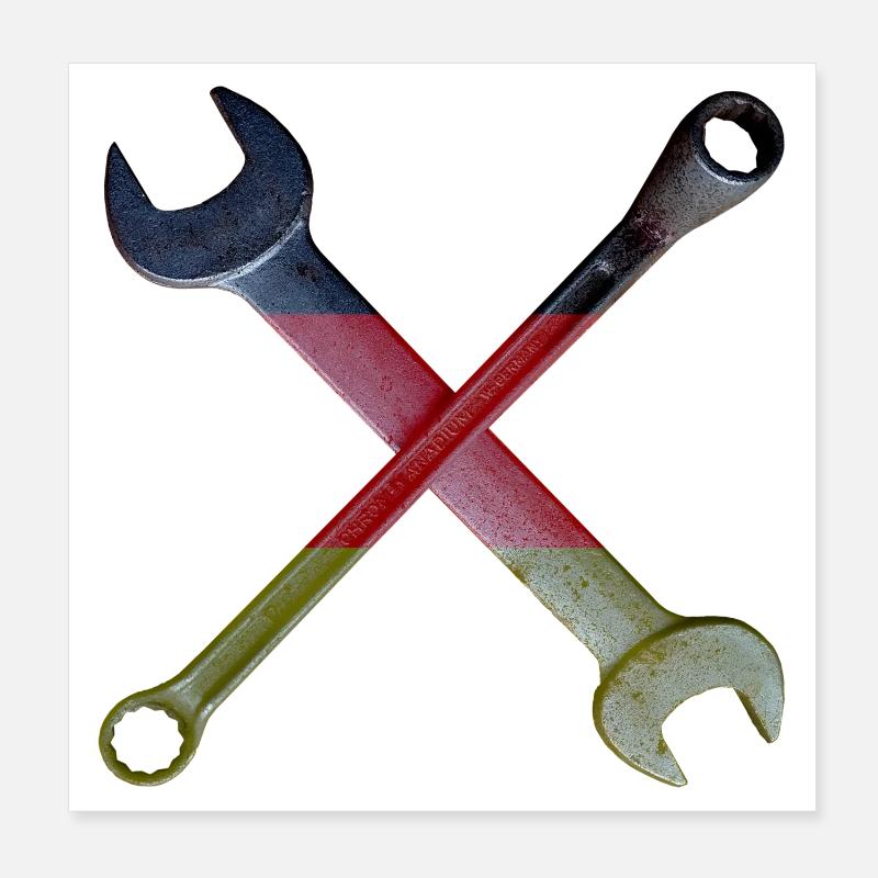German Flag Tool Cross Poster 8" x 8" (20x20 cm)