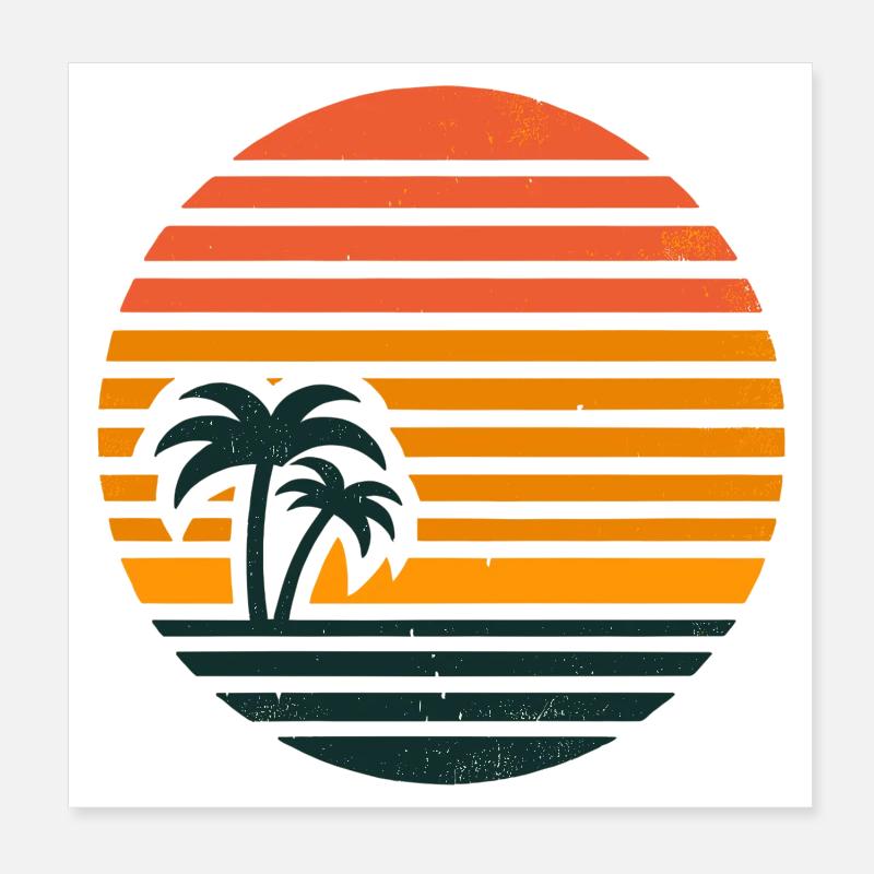 Sunset with palm trees Poster 8" x 8" (20x20 cm)