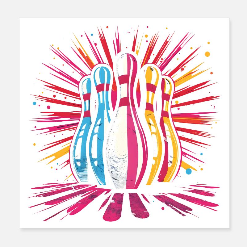 Bowling Cartoon Stil Poster 20x20 cm