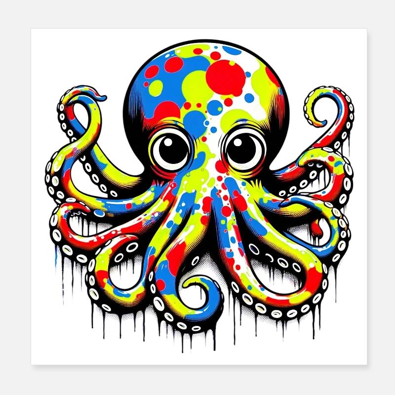 Krake Poster 20x20 cm