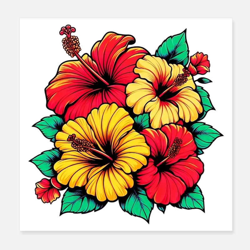 Fleurs d’hibiscus Poster 20 x 20 cm