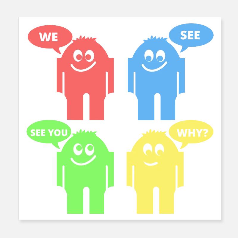 Funny Men - Poster 8" x 8" (20x20 cm) - white