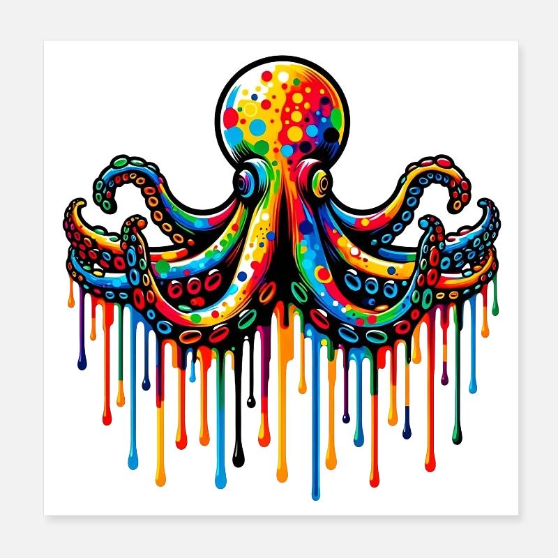Octopus Poster 8" x 8" (20x20 cm)