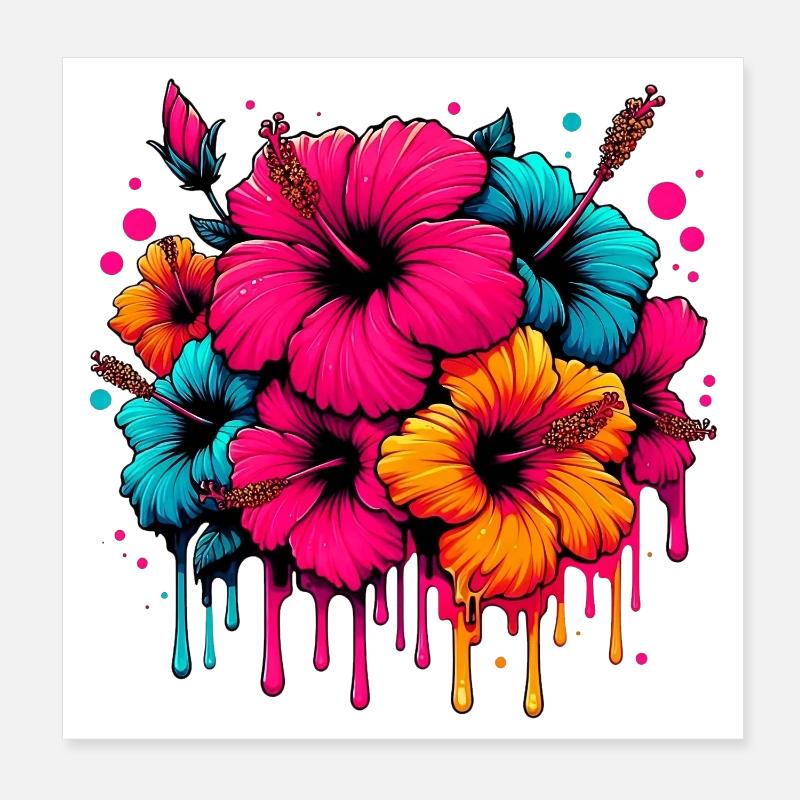 Fleurs d’hibiscus Poster 20 x 20 cm
