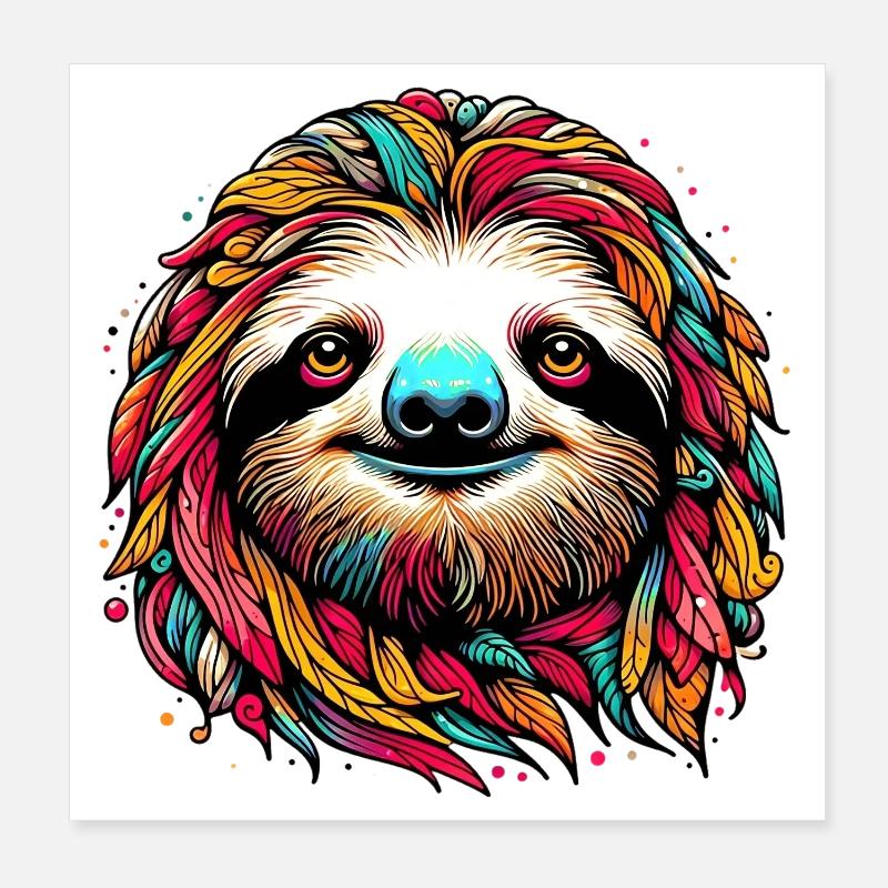 Sloth Poster 8" x 8" (20x20 cm)