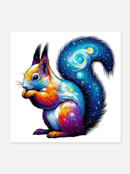 Eichhörnchen - Poster 20x20 cm - Weiß
