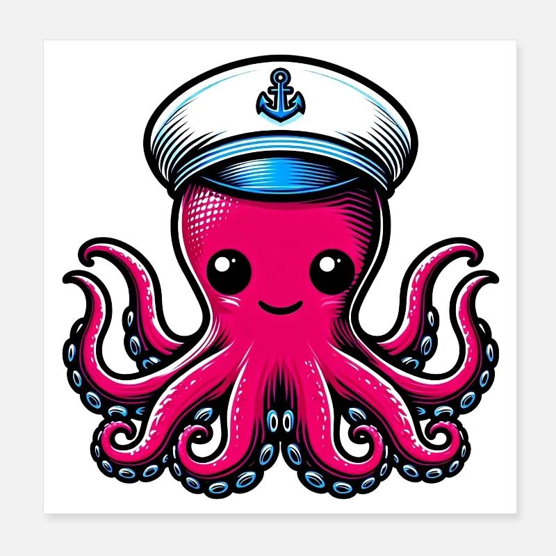Octopus Poster 8" x 8" (20x20 cm)