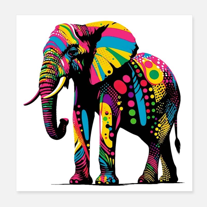 Éléphant Poster 20 x 20 cm