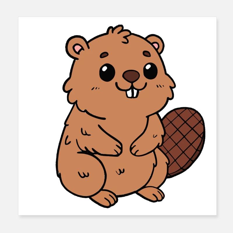 Beaver Poster 8" x 8" (20x20 cm)