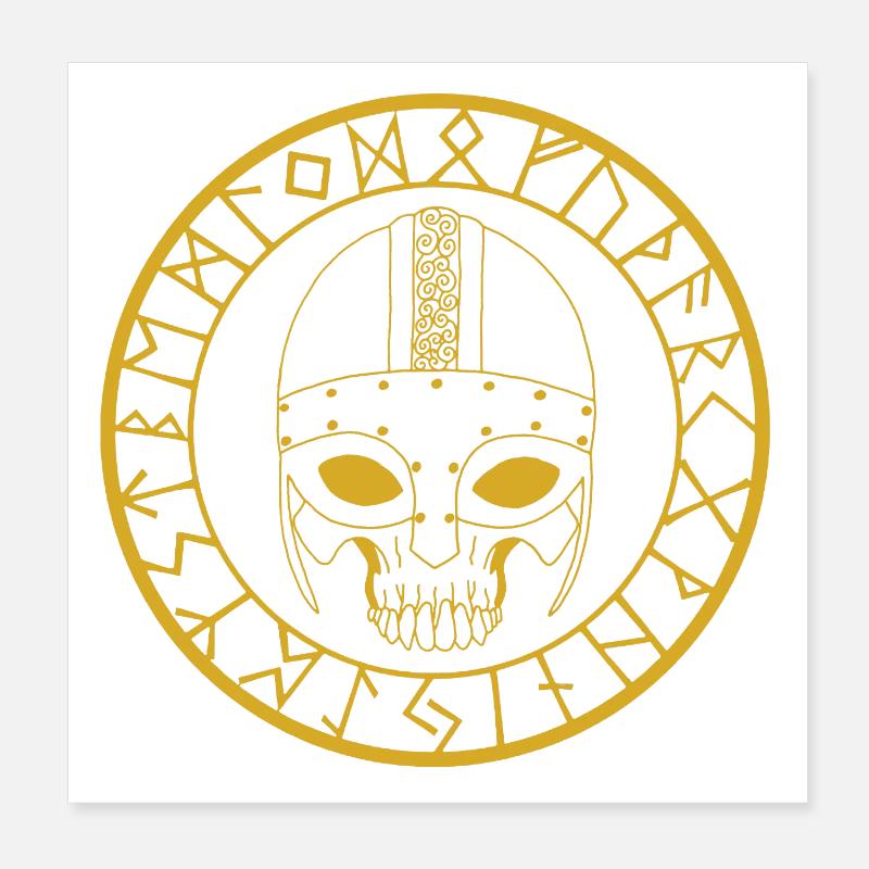 Wikinger Schädel (Gold) Poster 20x20 cm