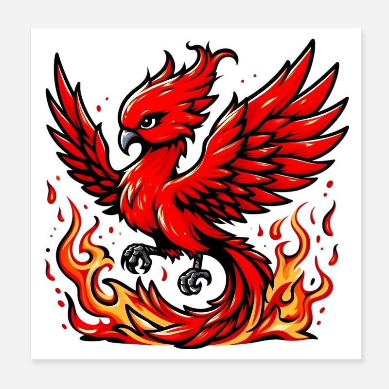 Roter Phönix Poster 20x20 cm