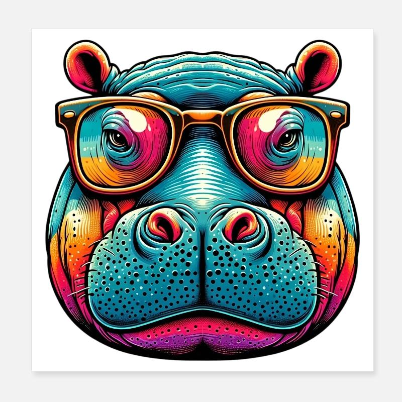 Nilpferd Poster 20x20 cm