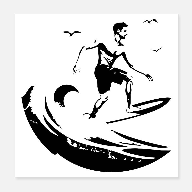 Surfeur Poster 20 x 20 cm