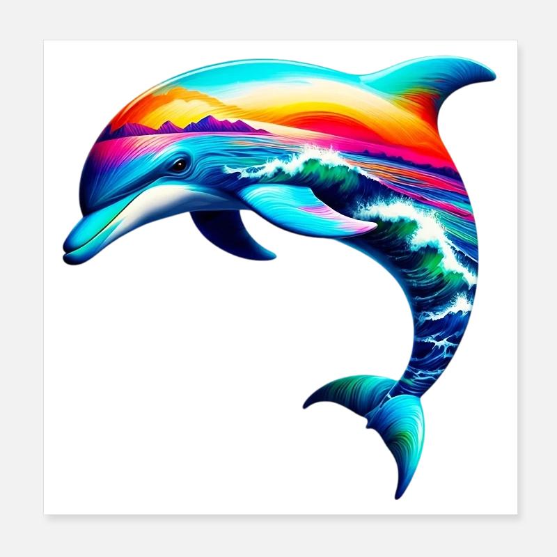 Dolphin Poster 8" x 8" (20x20 cm)