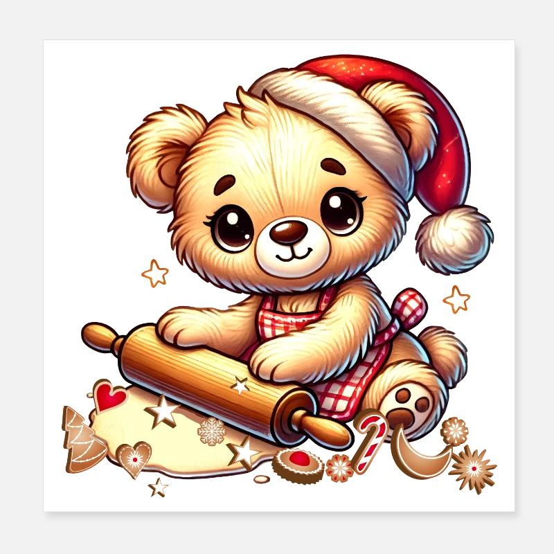 Cuisson de Noël Teddy – Douce joie festive Poster 20 x 20 cm